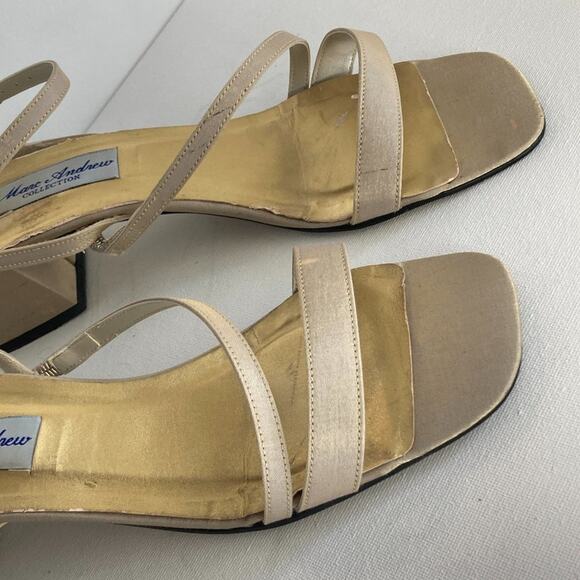Marc Andrew Strappy Gold Shimmer Dressy Sandals with Chunky Heel Sz 9M - Picture 6 of 9